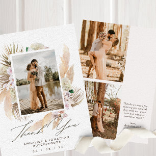 Modern Boho Blommigt Multi Photo Bröllop Tack Kort