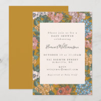 Modern Boho Blommigt Mustard Gult Baby Shower
