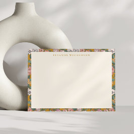 Modern Boho Blommigt Mustard Gult Personlig Anteckningskort