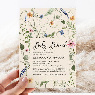 Modern Boho Blommigt Neutralt Baby Brunch Shower Inbjudningar