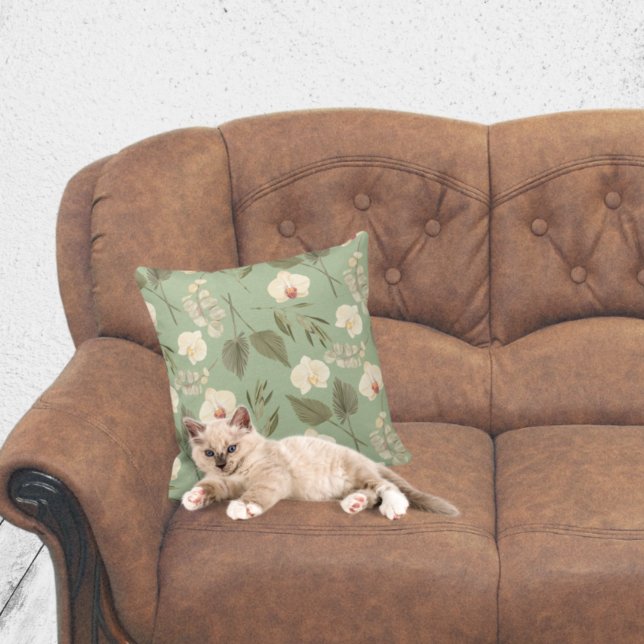 Modern Boho-Blommigt på Sage Kudde (Skapare uppladdad)