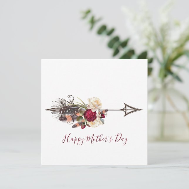 Modern Boho Blommigt Pil Mors dag Card Kort (Stående Fram)
