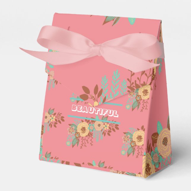 Modern Boho Blommigt Rosa Presentaskar (Framsidan Sidan)