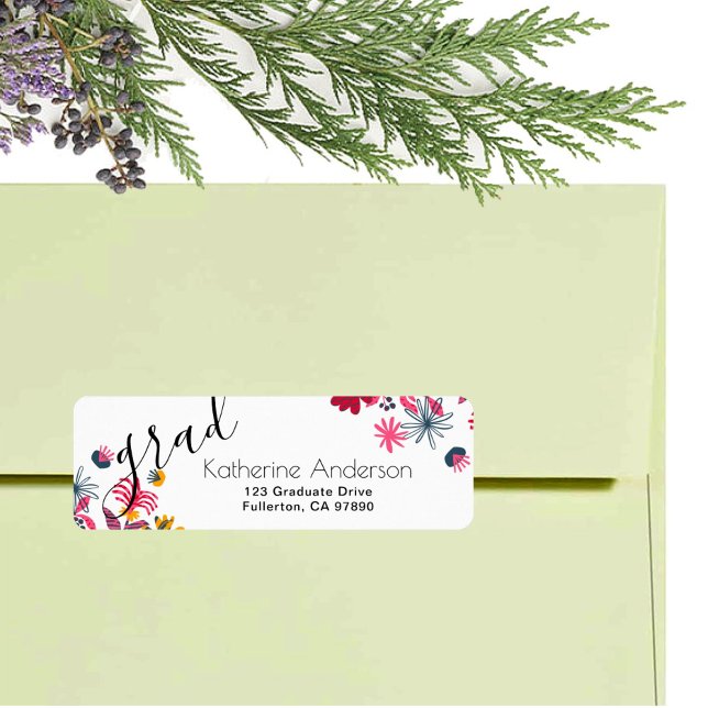 Modern Boho Blommigt Student White Returadress Returadress Etikett (Skapare uppladdad)