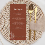 Modern Boho Blommigt Terracotta Burnt Orange Bröll Meny<br><div class="desc">Modern Boho Blommigt Terracotta Burnt Orange Bröllop Menu. Monogram längst bak.</div>