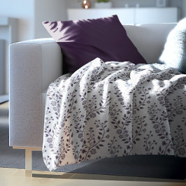 Modern Boho Blommönster Plommon Vit Fleecefilt