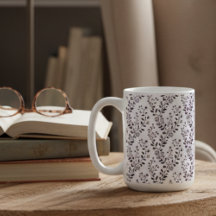 Modern Boho Blommönster Plommon Vit