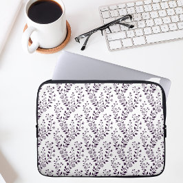Modern Boho Blommönster Plommon Vit Laptop Fodral