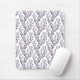 Modern Boho Blommönster Plommon Vit Musmatta