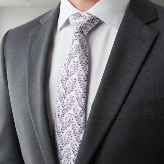 Modern Boho Blommönster Plommon Vit Slips (Skapare uppladdad)