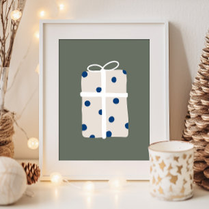 Modern Boho Blue and Beige Julklapp Skriv ut Poster