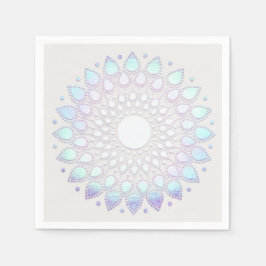 Modern Boho Blue Blommigt Lotus Mandala Pappersservett