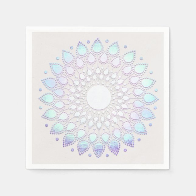Modern Boho Blue Blommigt Lotus Mandala Pappersservett (Framsidan)
