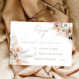 Modern Boho Blue Script Bröllop OSA Kort