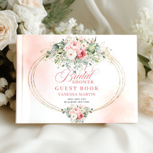 Modern Boho Blush Roser Bröllopsfest Gästbok
