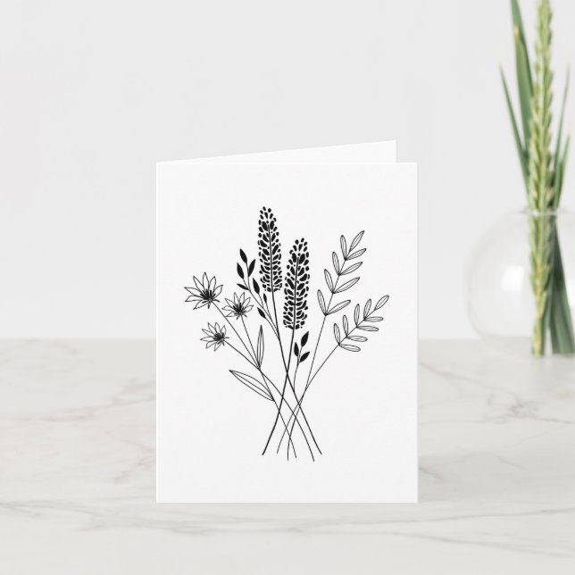 Modern Boho Botanical Folded Card (tomt invändigt) Tack Kort (Framsida)
