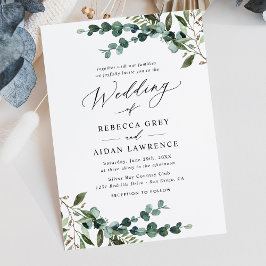 Modern Boho Botanical Greenery Bröllop Inbjudningar