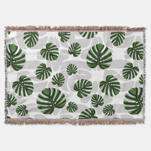 Modern Boho Botanical Leaves Pattern Filt (Framsidan)