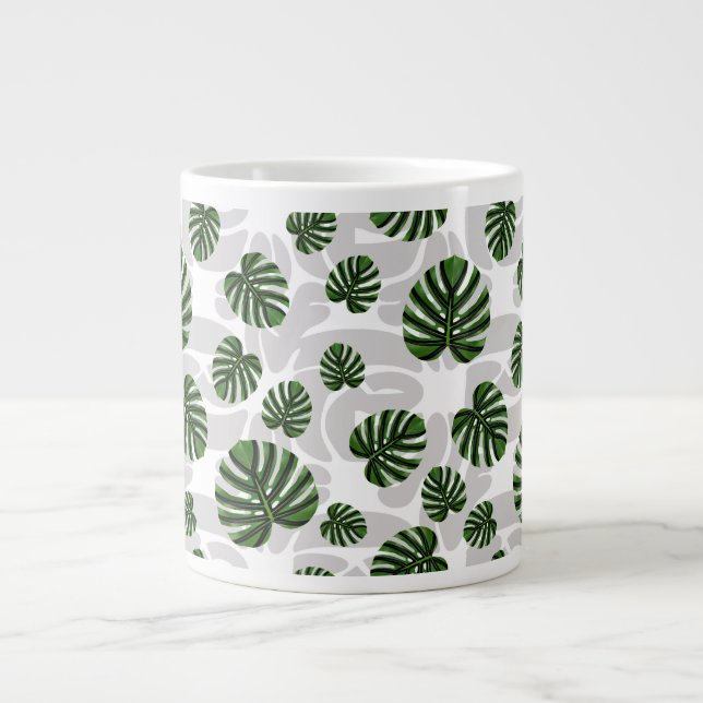 Modern Boho Botanical Leaves Pattern Jumbo Mugg (Framsidan)