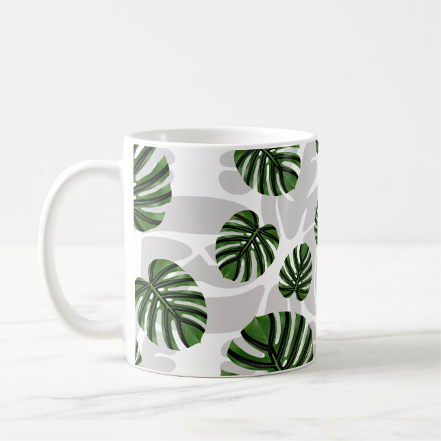 Modern Boho Botanical Leaves Pattern Kaffemugg (Vänster)