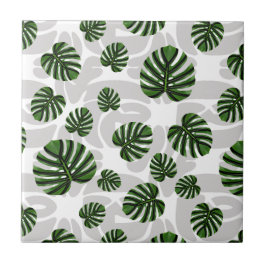 Modern Boho Botanical Leaves Pattern Kakelplatta