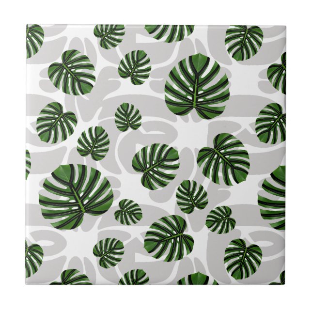 Modern Boho Botanical Leaves Pattern Kakelplatta (Framsidan)
