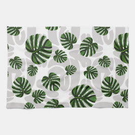 Modern Boho Botanical Leaves Pattern Kökshandduk