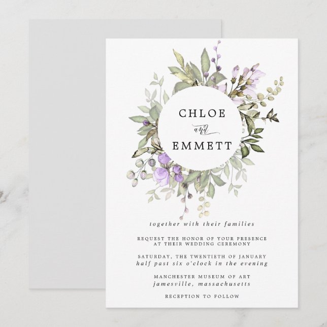 Modern Boho Botanical Wandebröllop Bröllop Inbjudningar (Fram/baksida)