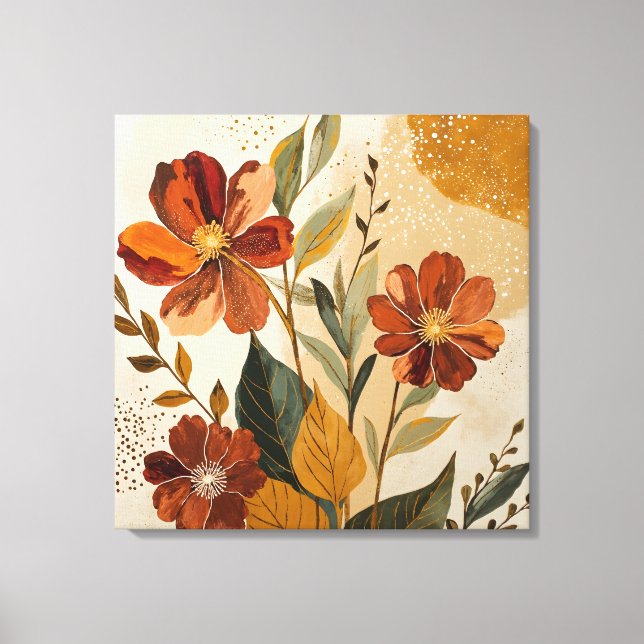 Modern Boho Botanisk Abstrakt Väggkonst Canvastryck (Framsida)