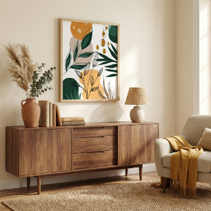 Modern boho botanisk abstrakta geometriska former poster