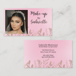 Modern Boho Botanisk Foto Script Mjuk Rosa Visitkort