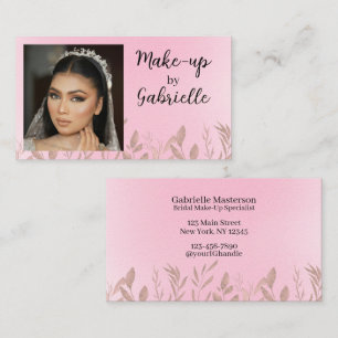 Modern Boho Botanisk Foto Script Mjuk Rosa Visitkort