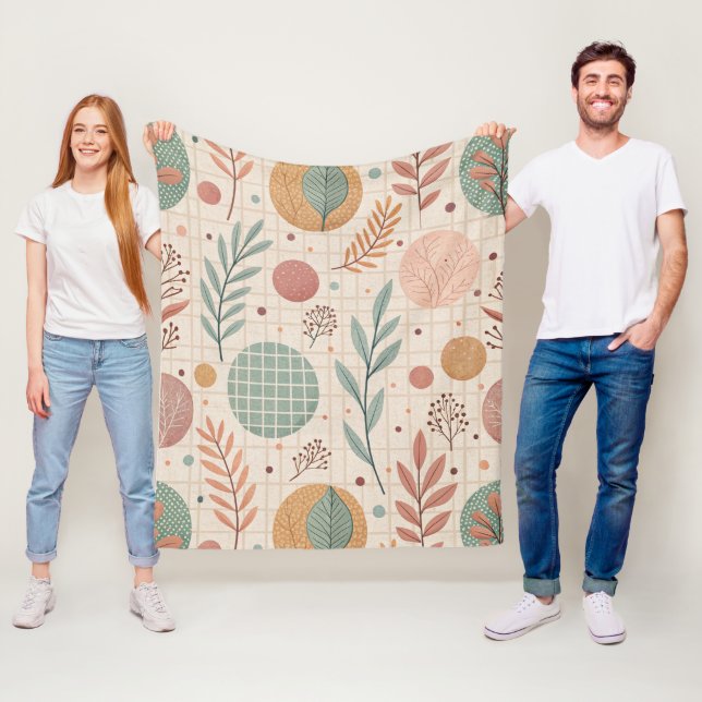 Modern Boho Botanisk | Minimalistisk & Geometrisk Fleecefilt (På plats)