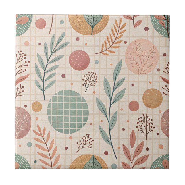 Modern Boho Botanisk | Minimalistisk & Geometrisk Kakelplatta (Framsidan)