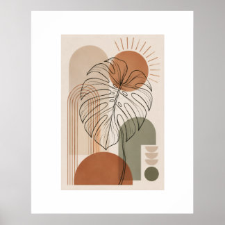 Modern Boho Botanisk Monstera Blad Affisch