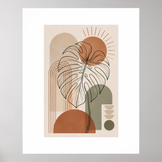 Modern Boho Botanisk Monstera Blad Affisch (Framsidan)