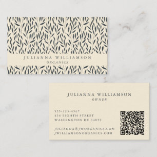 Modern Boho Botanisk Vintage Svart Vit QR Visitkort