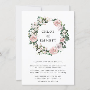 Modern Boho botaniska Blommigten Ro Bröllop Inbjudningar