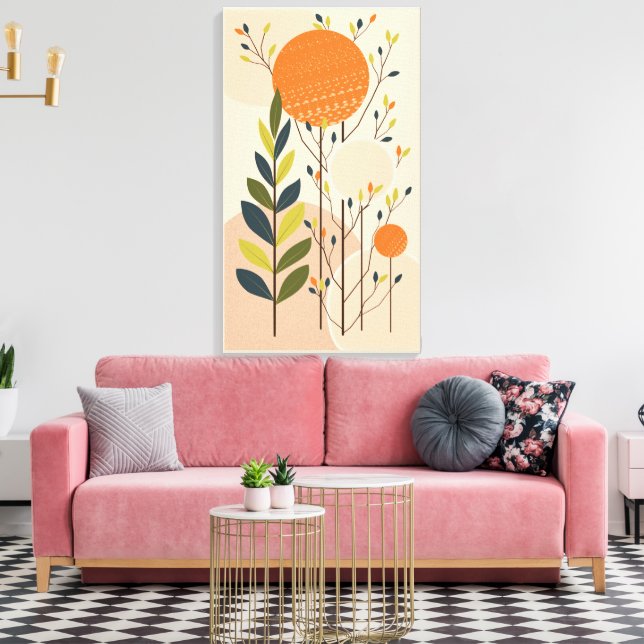 Modern Boho,Botaniskt och Geometric Stil Tableaux Canvastryck (Insitu (Vardagsrum))