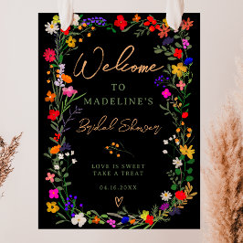 Modern boho bright vild Blommor möhippa Välkommen Poster