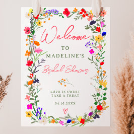Modern boho bright vild Blommor möhippa Välkommen Poster