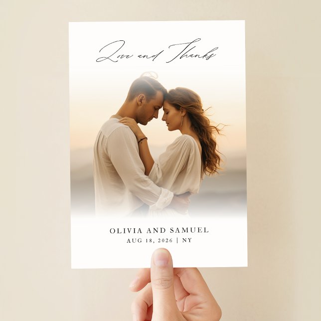 Modern Boho Bröllop Overlay Photo Tack Kort (Skapare uppladdad)