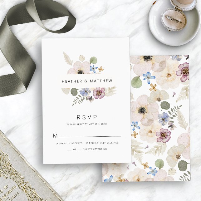 Modern Boho Bröllop Svarskort OSA Kort (Modern Boho Floral Wedding RSVP Card by Painted Paperie
)