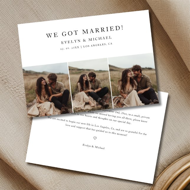 Modern Boho Budget Bröllop Vi Har Married Photo Meddelande (Skapare uppladdad)