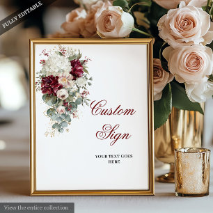 Modern Boho Burgundy White Bröllop Anpassningsbar  Poster
