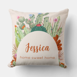 Modern Boho Cactus Arch Desert Pampas skript Namn Kudde