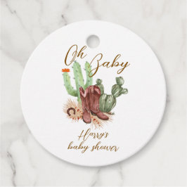Modern Boho Cactus Cowboy Shoes Baby Shower Gåvor Etiketter