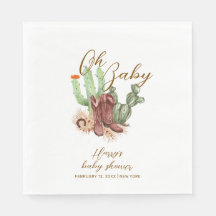 Modern Boho Cactus Cowboy Shoes Baby Shower