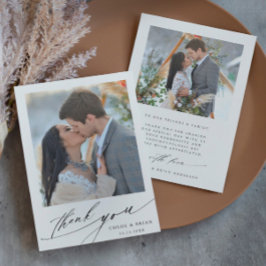 Modern Boho Calligraphy 2 Photo Bröllop Tack Kort