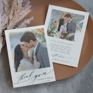 Modern Boho Calligraphy 2 Photo Bröllop Tack Kort